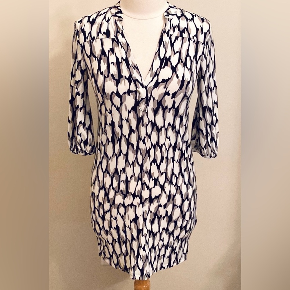 Banana Republic Petite Black Grey White XXSP Modern Corpcore Classic Mini Dress